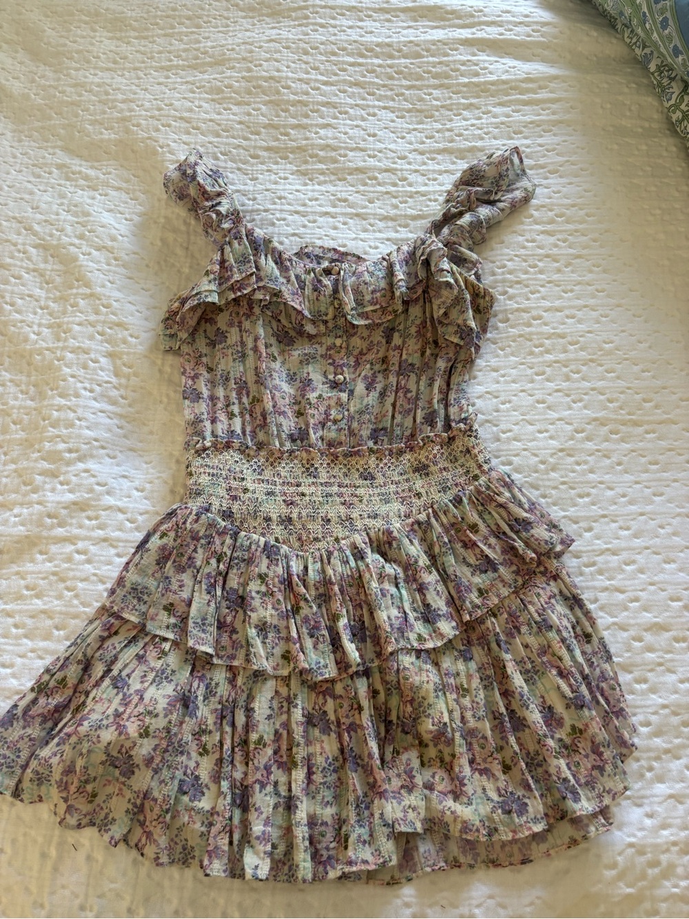 Loveshackfancy lavender floral mini dress